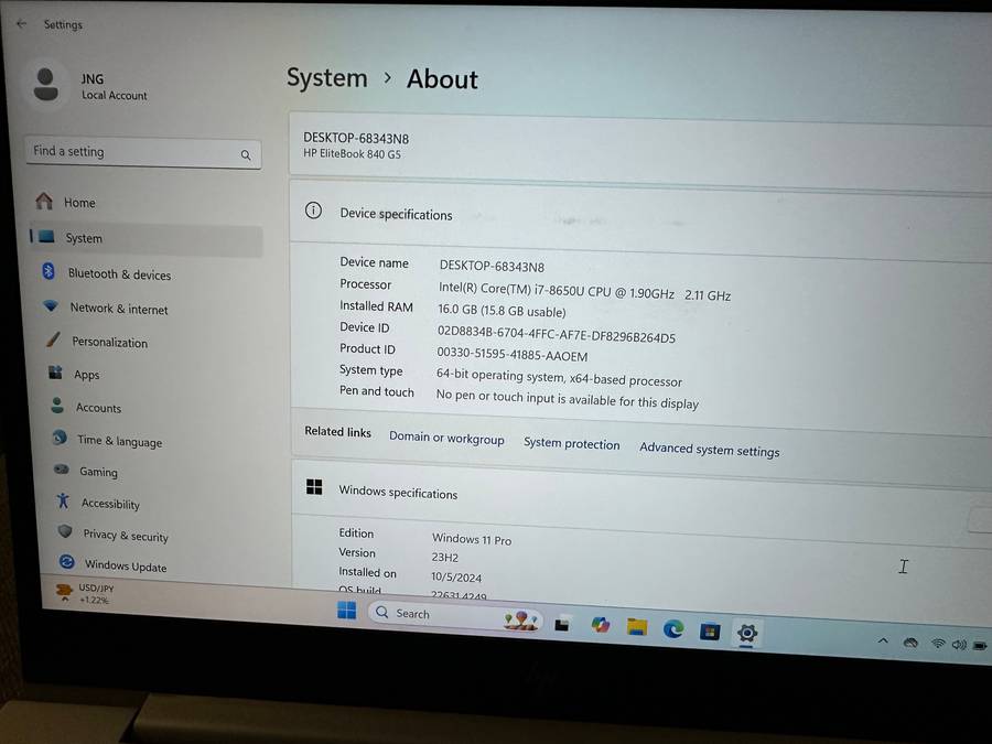 HP EliteBook 840 G5  8th Gen i7-8550U@1.9GHz, 16GB RAM, 256GB SSD FHD Display LTE