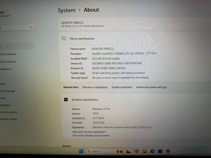 HP ZBOOK FURY 15 G7 | CORE i7-10850H | 32GB RAM | 256GB SSD |  Full HD | LTE AMD RADEON RX {TM}55OOM