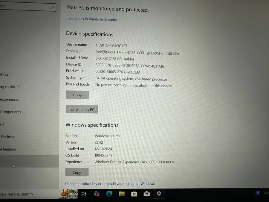 Dell Vostro 5581 8th Gen Intel Core i5-8265U, 8GB RAM 256GBSSD
