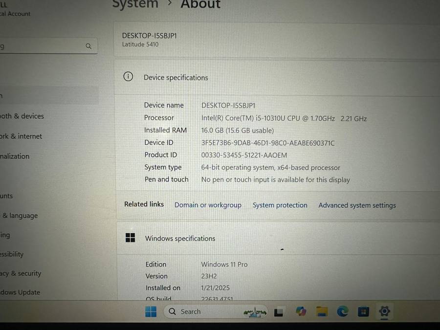 Dell Latitude 5410, 10th Gen i5-10210U@1.6GHz, 16GB RAM, 512GB NVMe SSD, 14` FHD Display, Windows11