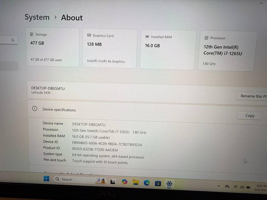 Dell  Latitude 5430 I7 V pro 12th gen  16gb  ram 512gb  ssd  lte dell warranty