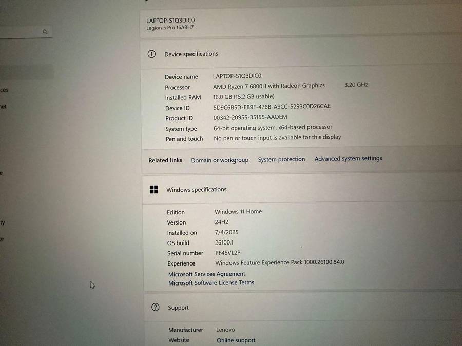 Lenovo Legion 5 Pro 16ARH7H 16" WQXGA 165Hz Gaming Laptop, AMD Ryzen 7