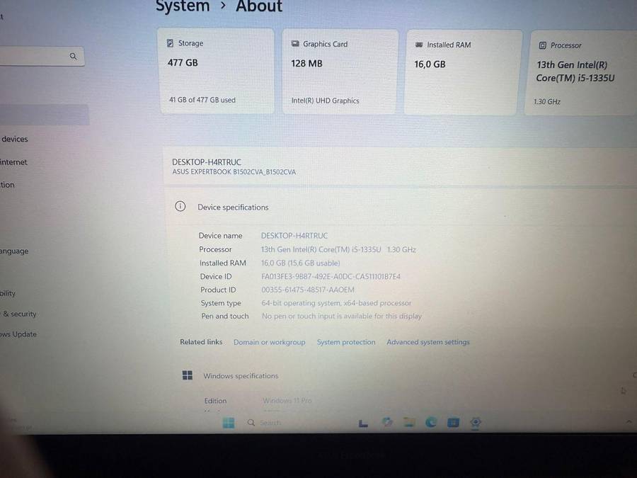 Asus ExpertBook B1502CVA Core i5-1335U 15.6 FHD 16GB RAM 512GB SSD Asus Warranty mint
