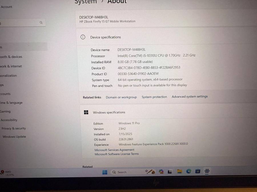 HP Z Book Firefly 15 G7 Mobile Workstation i5 10th Gen 8GB RAM 256GB SSD LTE