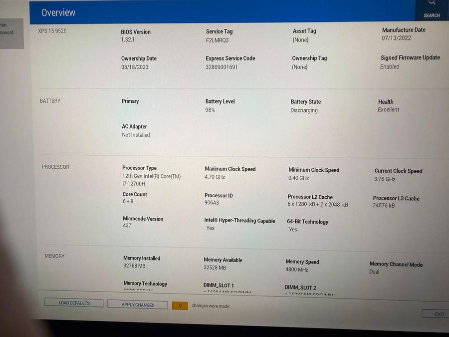 Dell XPS 15 9520 i7 12th gen 32gb ram 1tb ssd  32gb ram GeForce RTX 3050 ti 4gb new condition