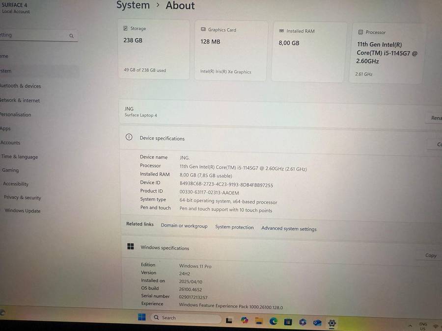 Microsoft Surface Laptop 4 Touchscreen | 11th Gen i5, 8GB Ram, 256GB SSD | 13.5' Display | Boxed