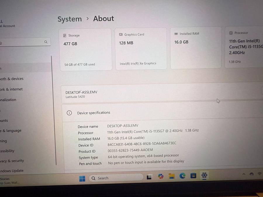 Dell Latitude 5420, 11th Gen i5 Intel Xe Graphics ,Lte  16Gb Ram 512gb Nvme Ssd, Fhd Display