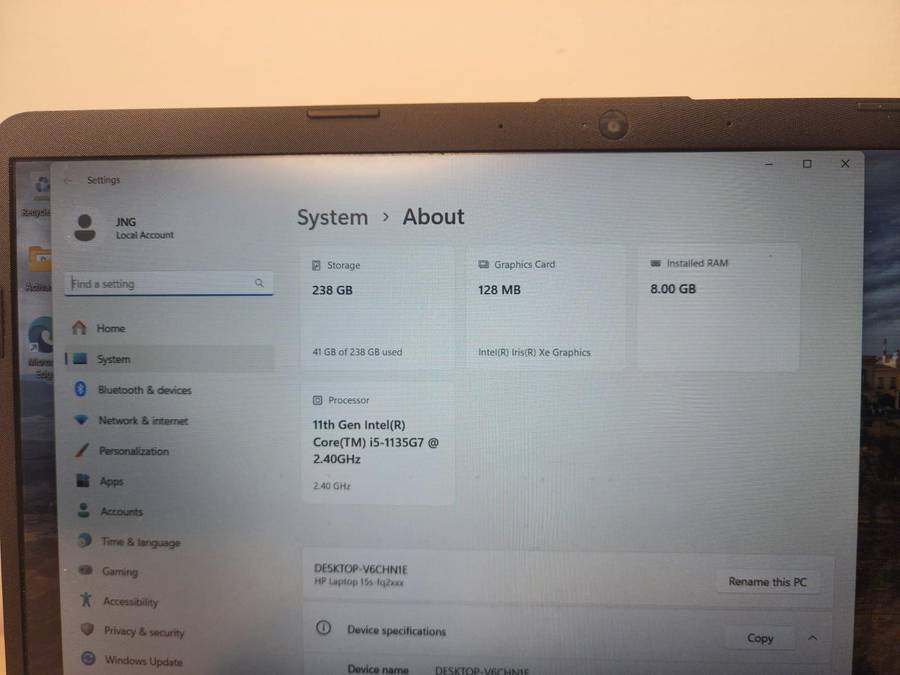 Hp 15s-fq5xx 11th Gen  Core  i5  8gb ram  256gbssd  15.6