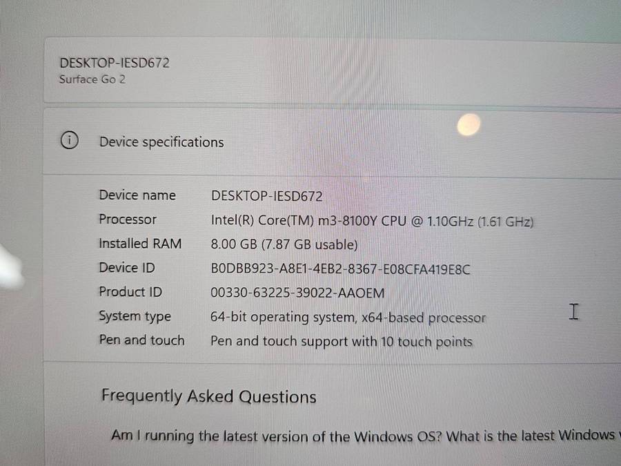 Microsoft Surface Go 2 (1927) 128gb ssd Intel Core m3 8th Gen Wi-Fi + 4G