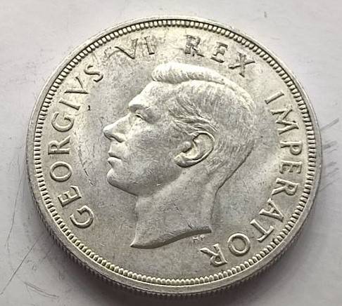 1947 South Africa 5 Shilling Crown Silver coin