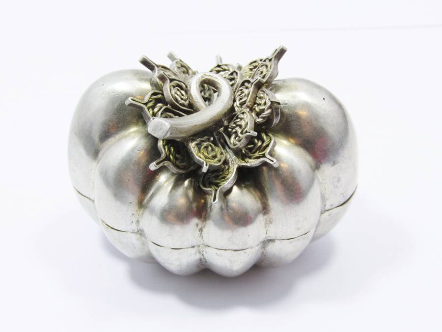 Antique/Vintage Cambodian Silver "Pumpkin" Box
