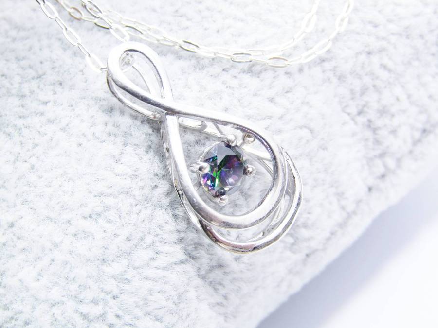 A Lovely Infinity of Life Design  Mystic Topaz Pendant on Chain in Sterling Silver