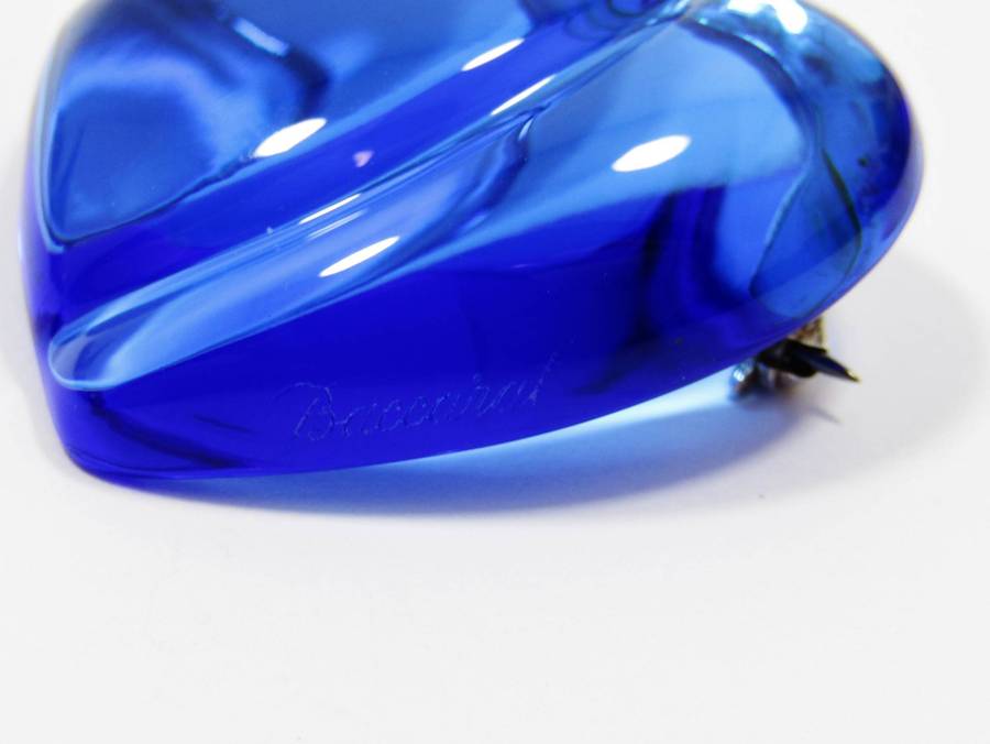 Exquisite! French Baccarat Royal Blue Crystal Heart Brooch