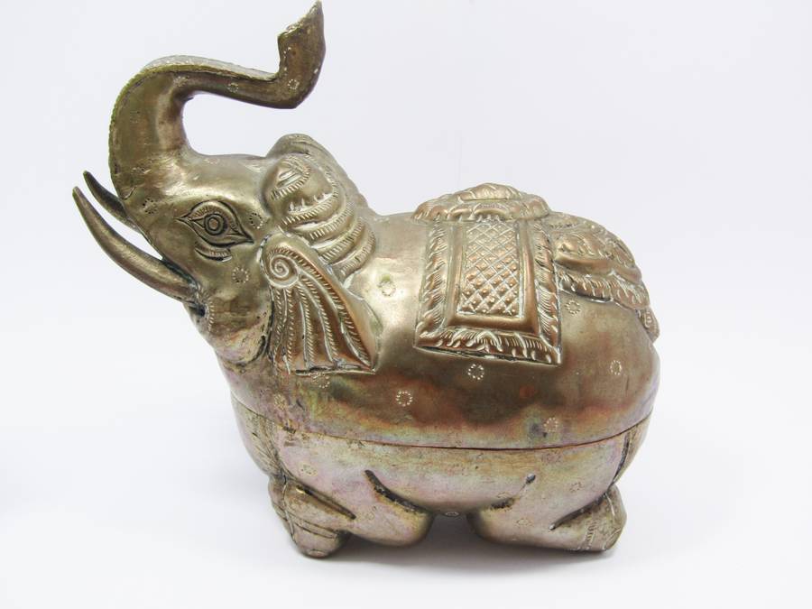 Pair of Antique/Vintage Cambodian Silver Elephant Boxes