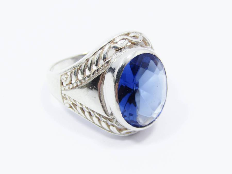 A Beautiful Chunky Blue Zirconia Ring in Sterling Silver