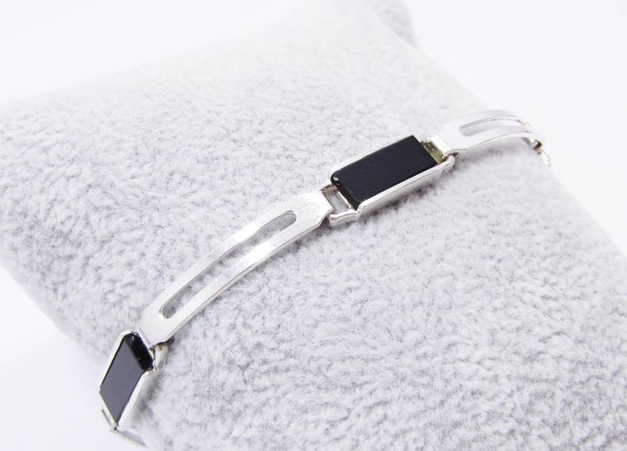 Modernist Silver & Onyx Bracelet by Friedrich Speidel