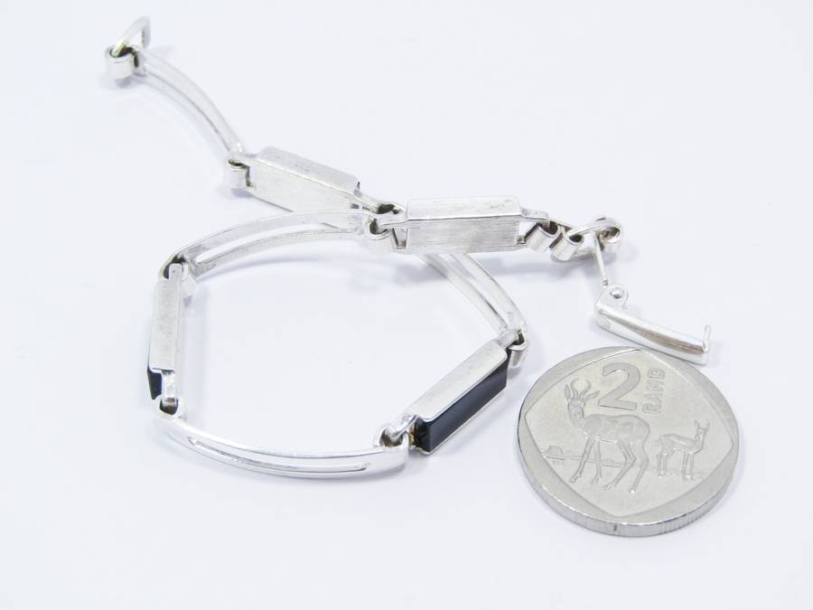 Modernist Silver & Onyx Bracelet by Friedrich Speidel