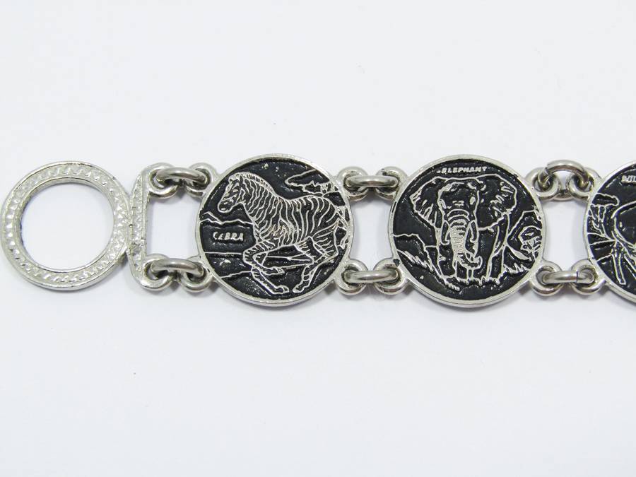 African-Animal Themed Silver-Tone Bracelet