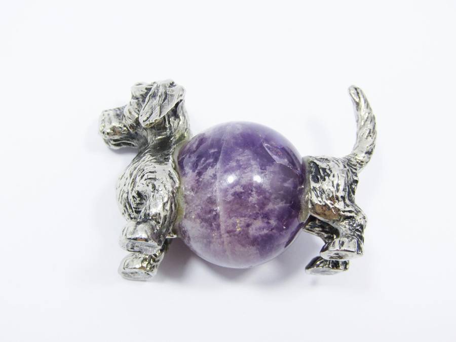 Vintage Silver-Plated "Doggy" Gemstone Figurine