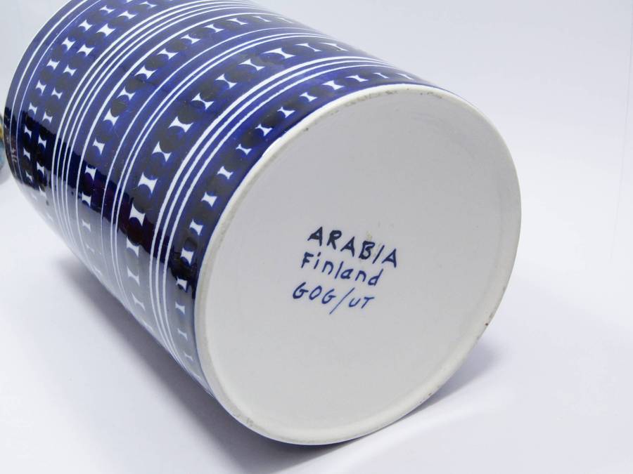 HUGE Vintage Arabia of Finland Blue & White Tankard
