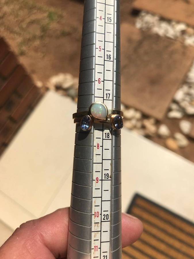 9ct Gold Two-Piece Ring  Australian Opal (0.4ct) & Tanzanite Accents (0.5ct TCW)