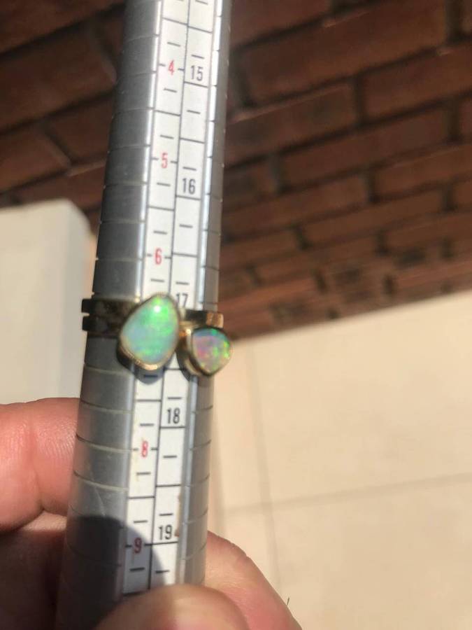 Genuine Australian Crystal Opals Free Form Ring Set  1.1ct Total, 9ct Solid Gold (Two Pieces)