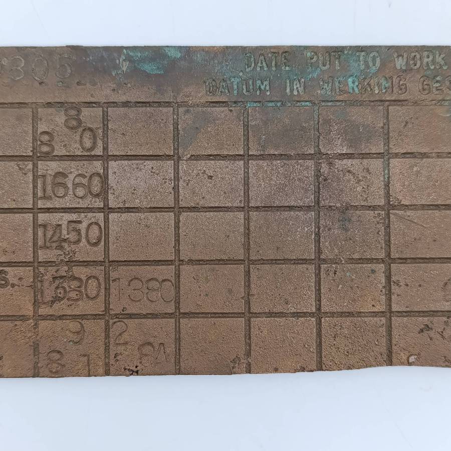 SA Railways brass boiler #10805 pressure check plate 1981-1984