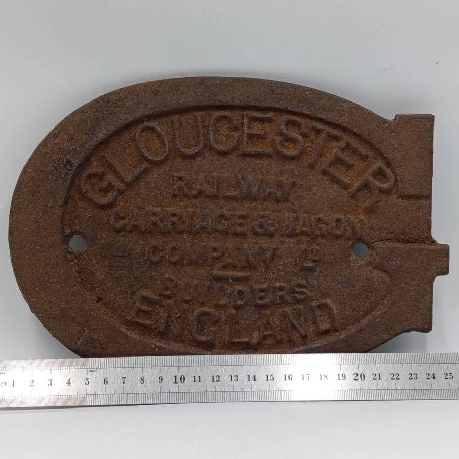 Antique Gloucester Railway Carriage and Wagon company builders plate