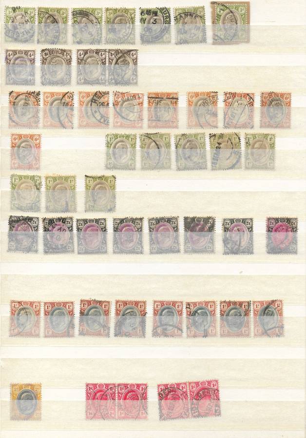 Transvaal 2pgs 1902 KEVII Used HIGH VALUE Postmark selection CVR12420 - Mostly wmk Crown over CA
