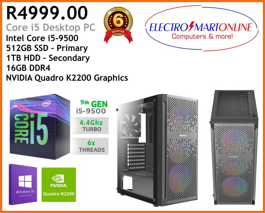 Antec NX290 Mid Tower Gaming PC (Intel i5-9500, 512GB SSD, 1TB HDD, & 16GB RAM)