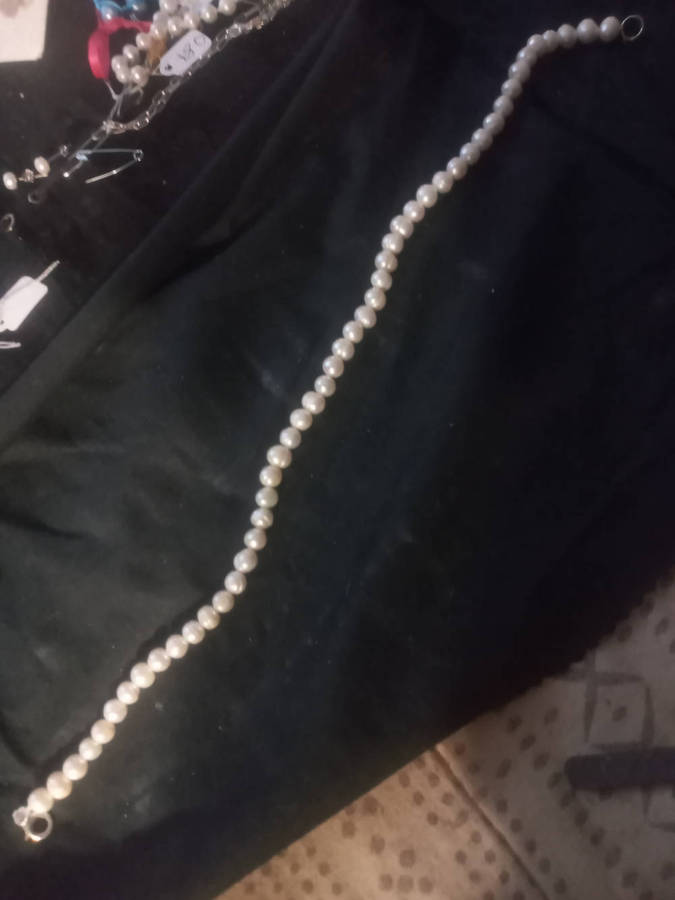 String pearls sterling silver clasp 35cm