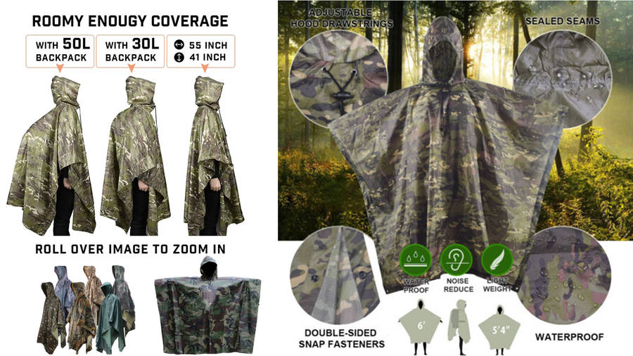 Camouflage Rain Poncho