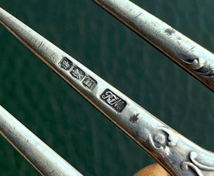 Antique silver bread / meat fork