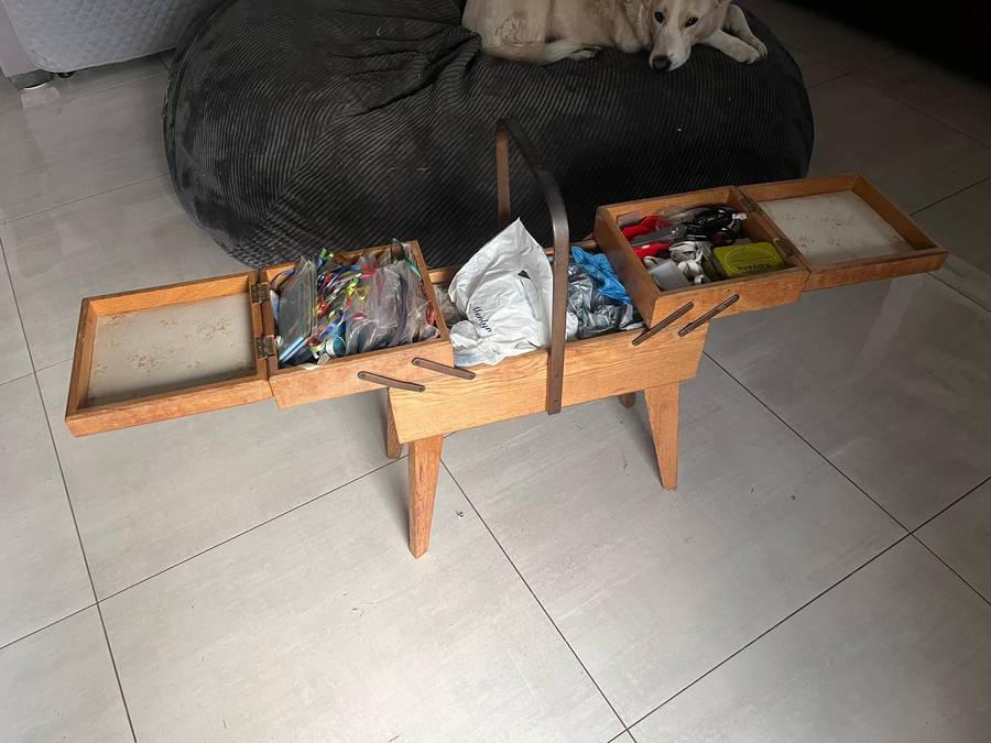 Vintage accordion sewing box