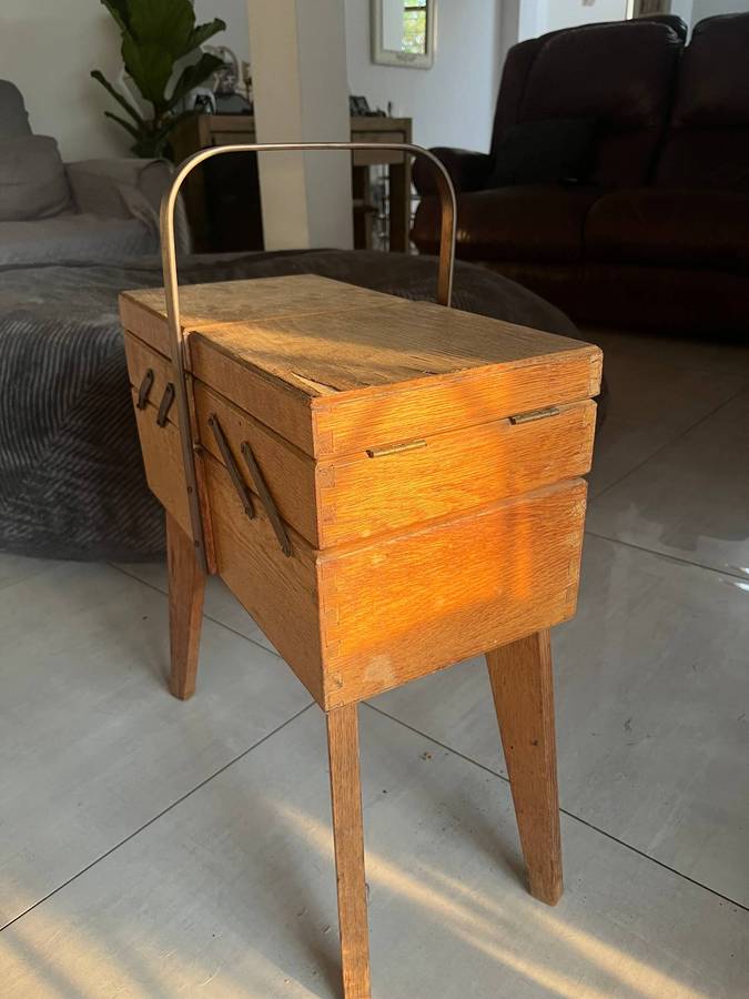 Vintage accordion sewing box