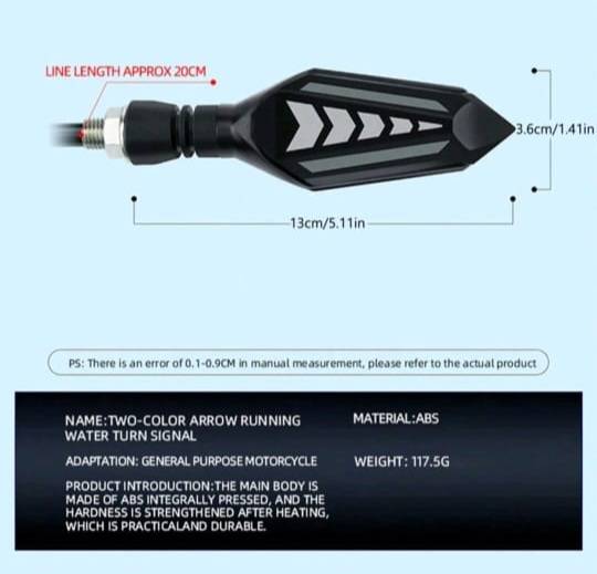 2pc Red Yellow Motorcycle LED Turn Signal Lights