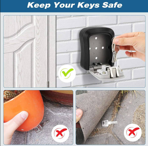 Key Lock Box, Combination Lock Box Wall Mounted Waterproof Key Storage Case