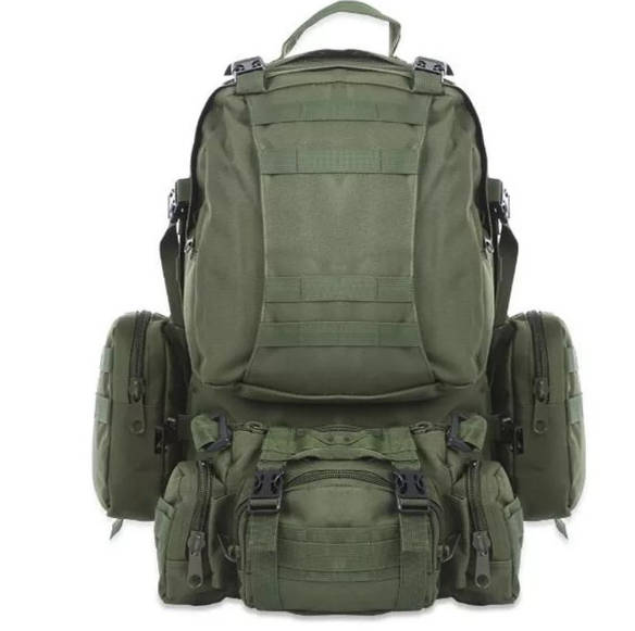 Tactical Backpack with 3 Molle Bags (55L) - Green