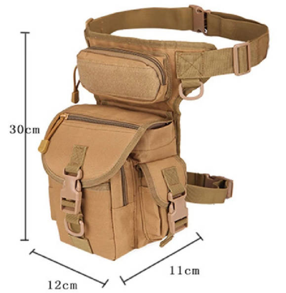 Waterproof Camping And Outdoor Leg Waist Bag Pouch - Khakhi