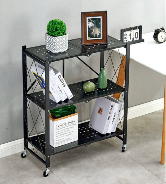 3 Tier Storage Shelves Bookshelf Foldable Shelf Organizer