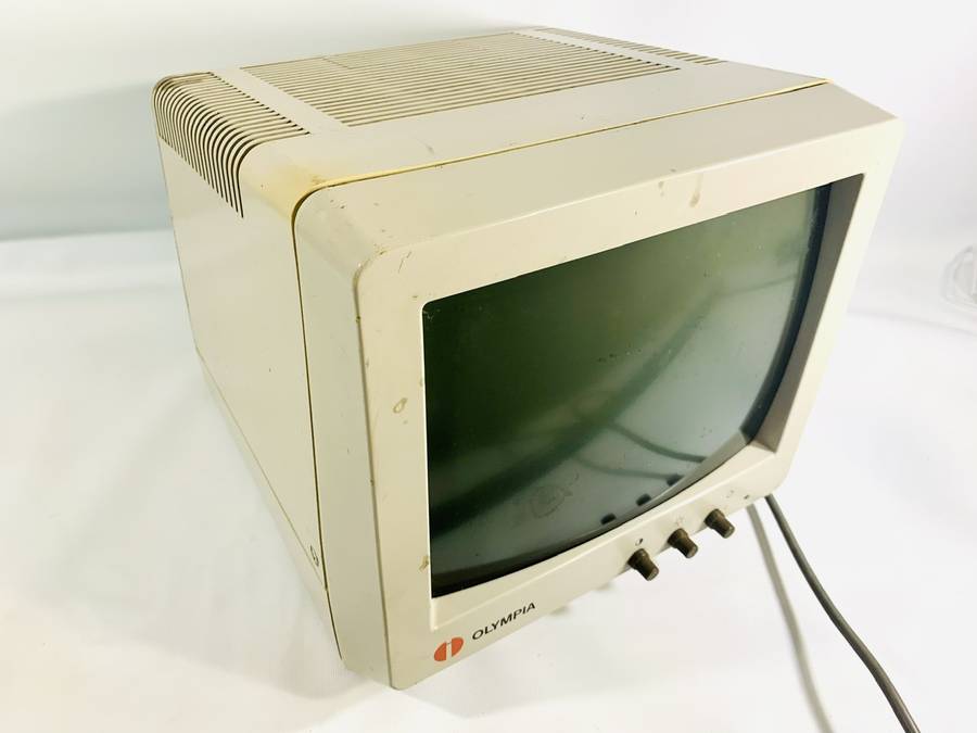 Vintage Olympia ETX 1 Amber Monochrome CRT Computer Monitor (needs attention)