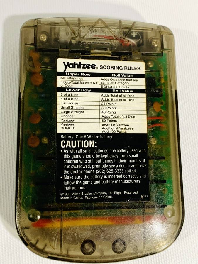 Vintage Electronic Handheld Yahtzee Game by Milton Bradley (MB)  Fully Functional