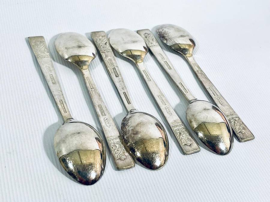 Vintage Boxed Set of 6 Angora Silver Plated EPNS Teaspoons  Made in England  9.5cm