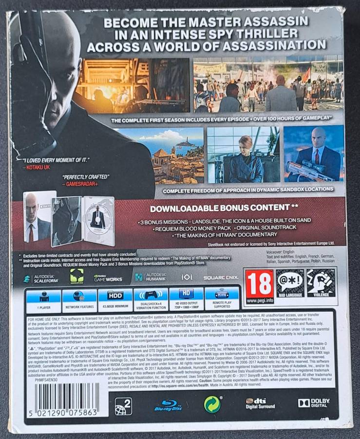 Hitman The Complete First Season Steelbook Edition PS4