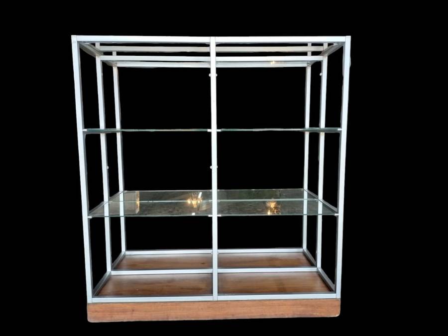 Stainless Steel Glass Display Shelf on Casters