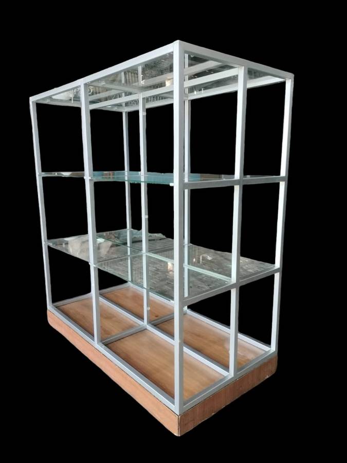 Stainless Steel Glass Display Shelf on Casters