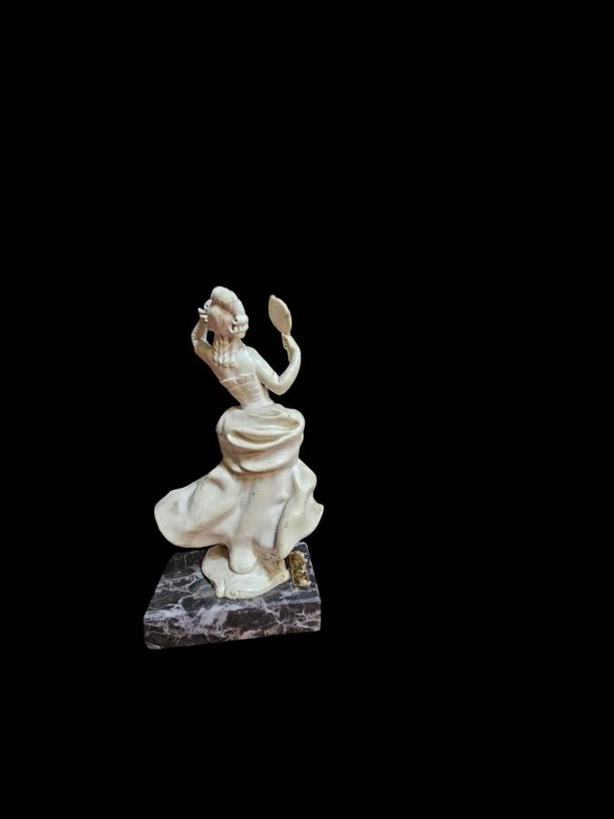 Exquisite Victorian Lady Figurine, gracefully poised on a genuine Carrara marble base made in Italy