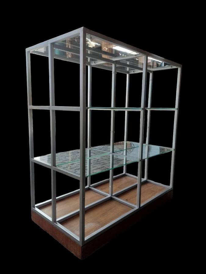 Stainless Steel Glass Display Shelf on Casters