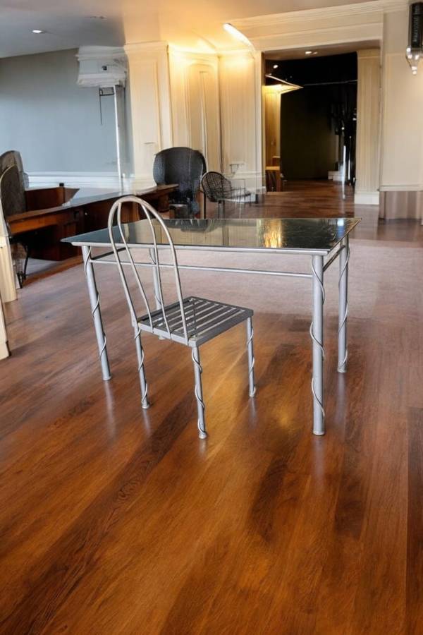 Glass top desk and chair