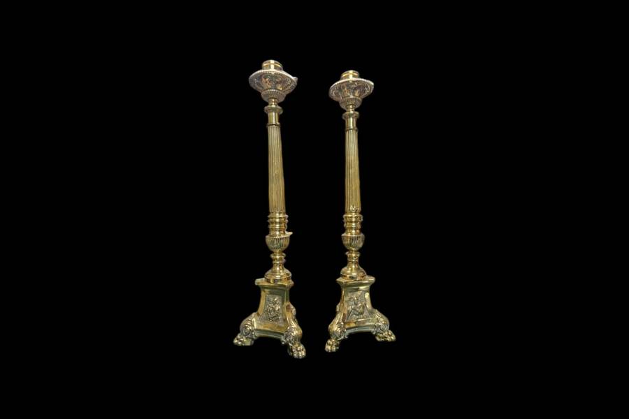 Antique Brass 19th Century Candlesticks